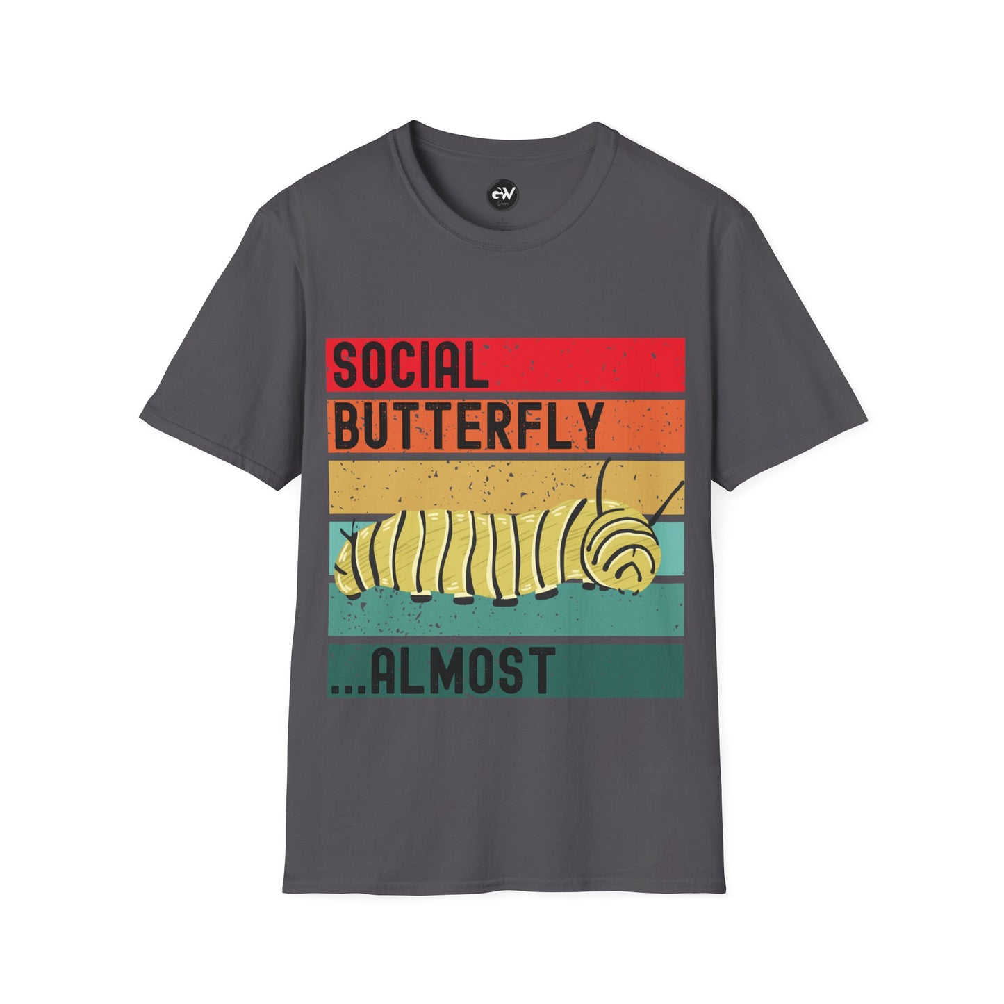 Social Butterfly Unisex T-Shirt with Caterpillar Picture