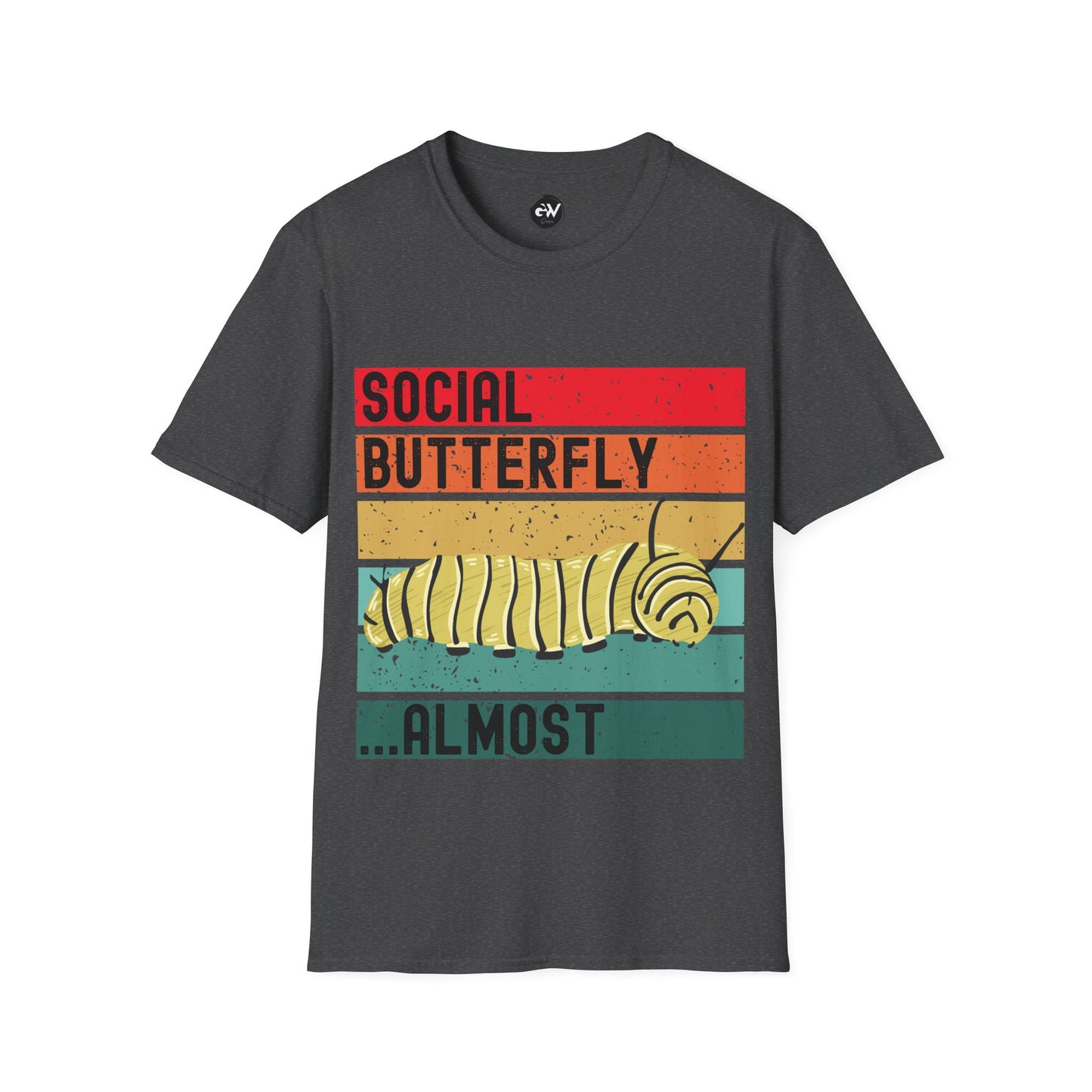 Social Butterfly Unisex T-Shirt with Caterpillar Picture