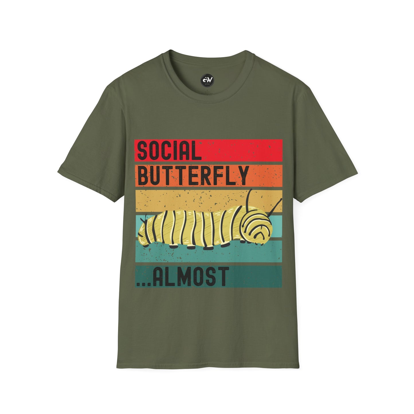 Social Butterfly Unisex T-Shirt with Caterpillar Picture