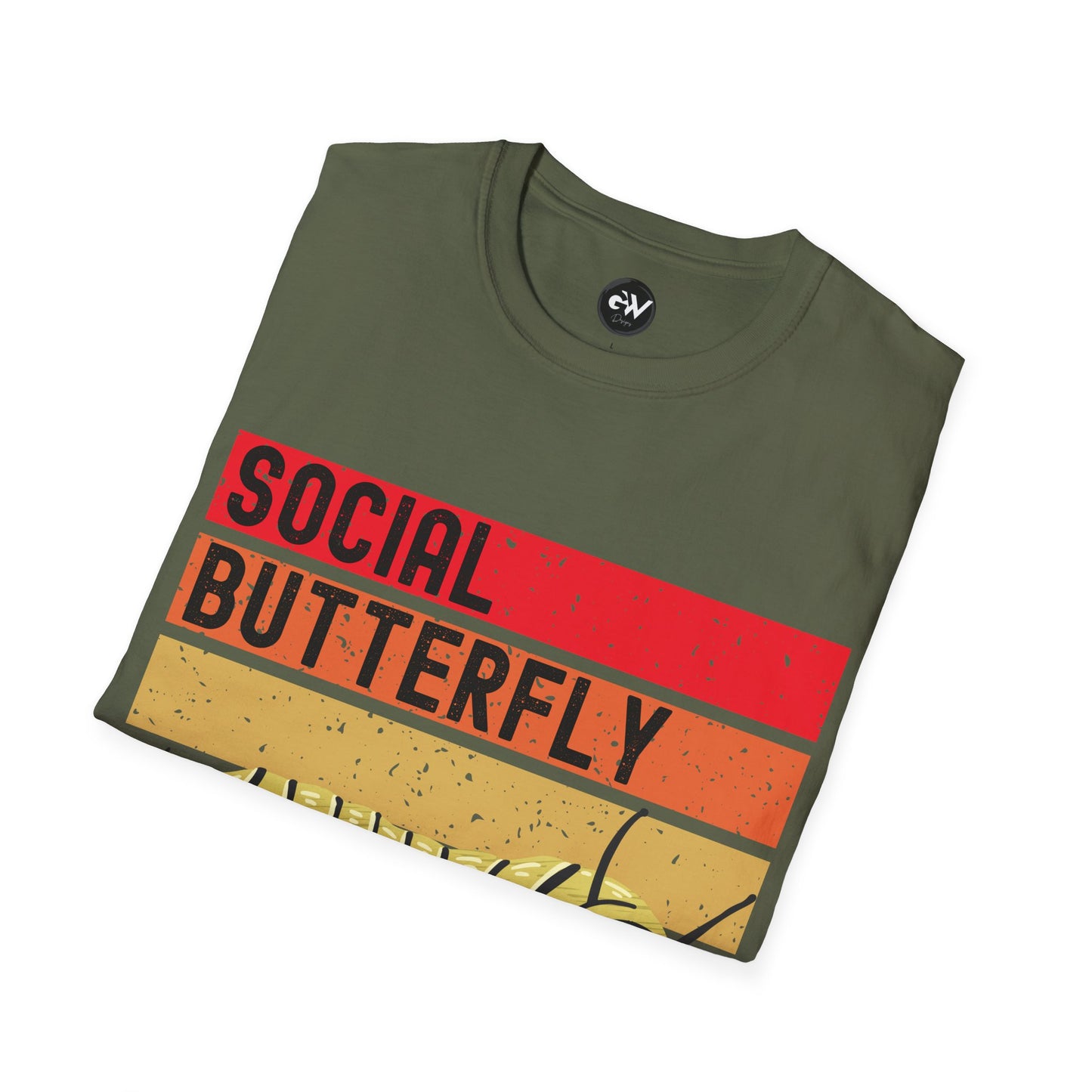 Social Butterfly Unisex T-Shirt with Caterpillar Picture