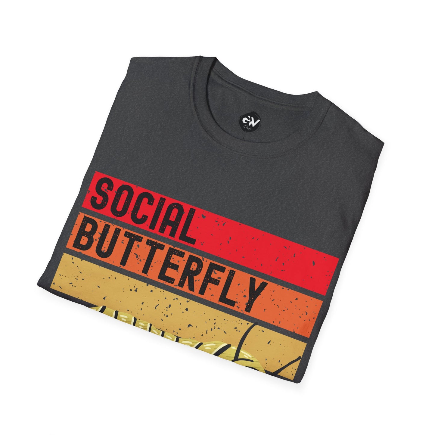 Social Butterfly Unisex T-Shirt with Caterpillar Picture