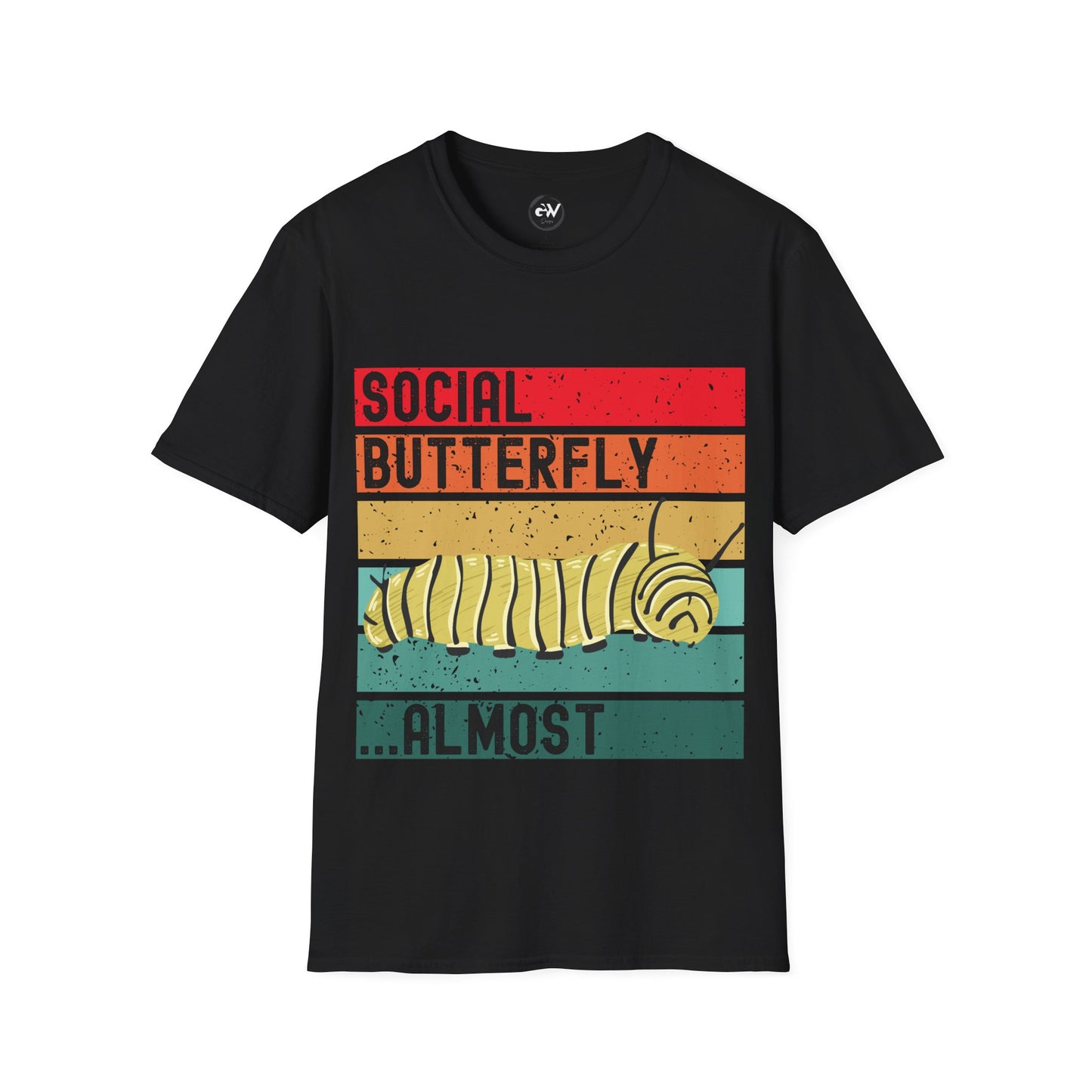 Social Butterfly Unisex T-Shirt with Caterpillar Picture