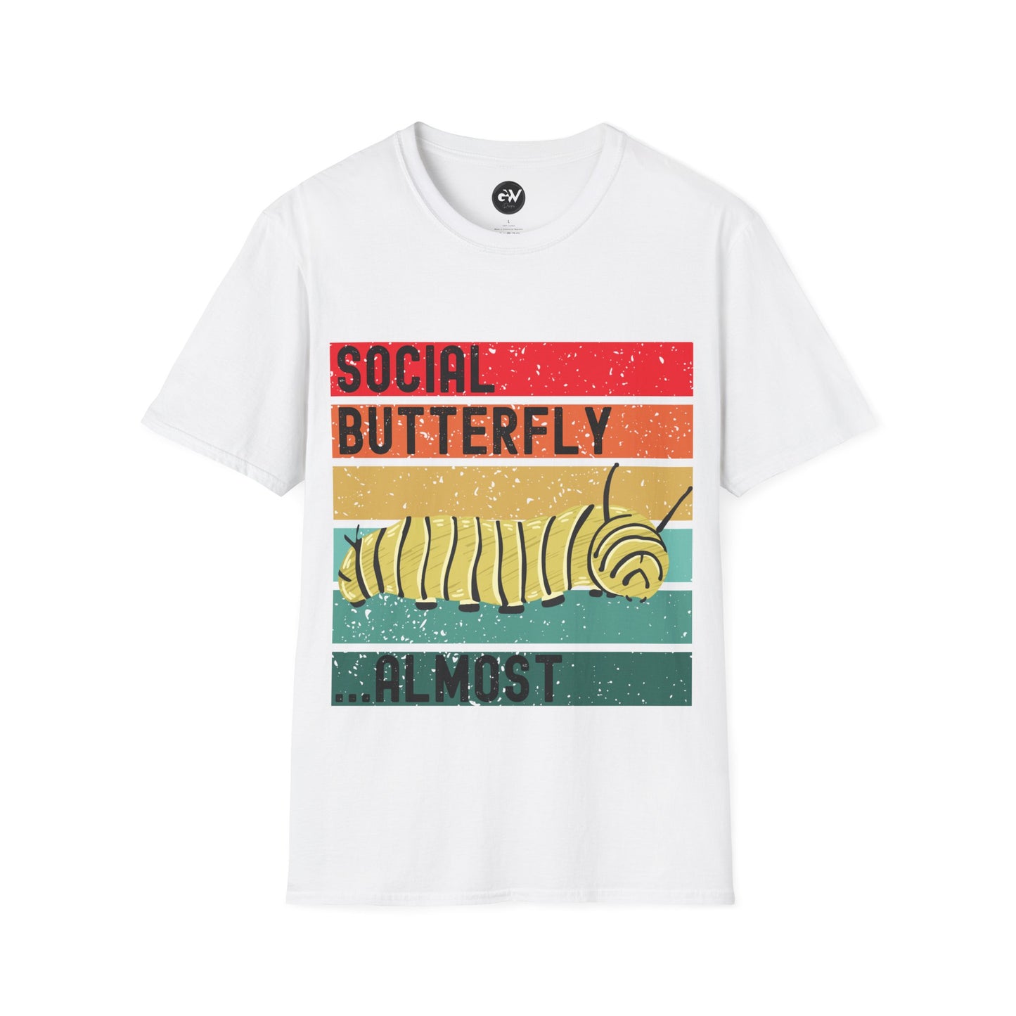 Social Butterfly Unisex T-Shirt with Caterpillar Picture
